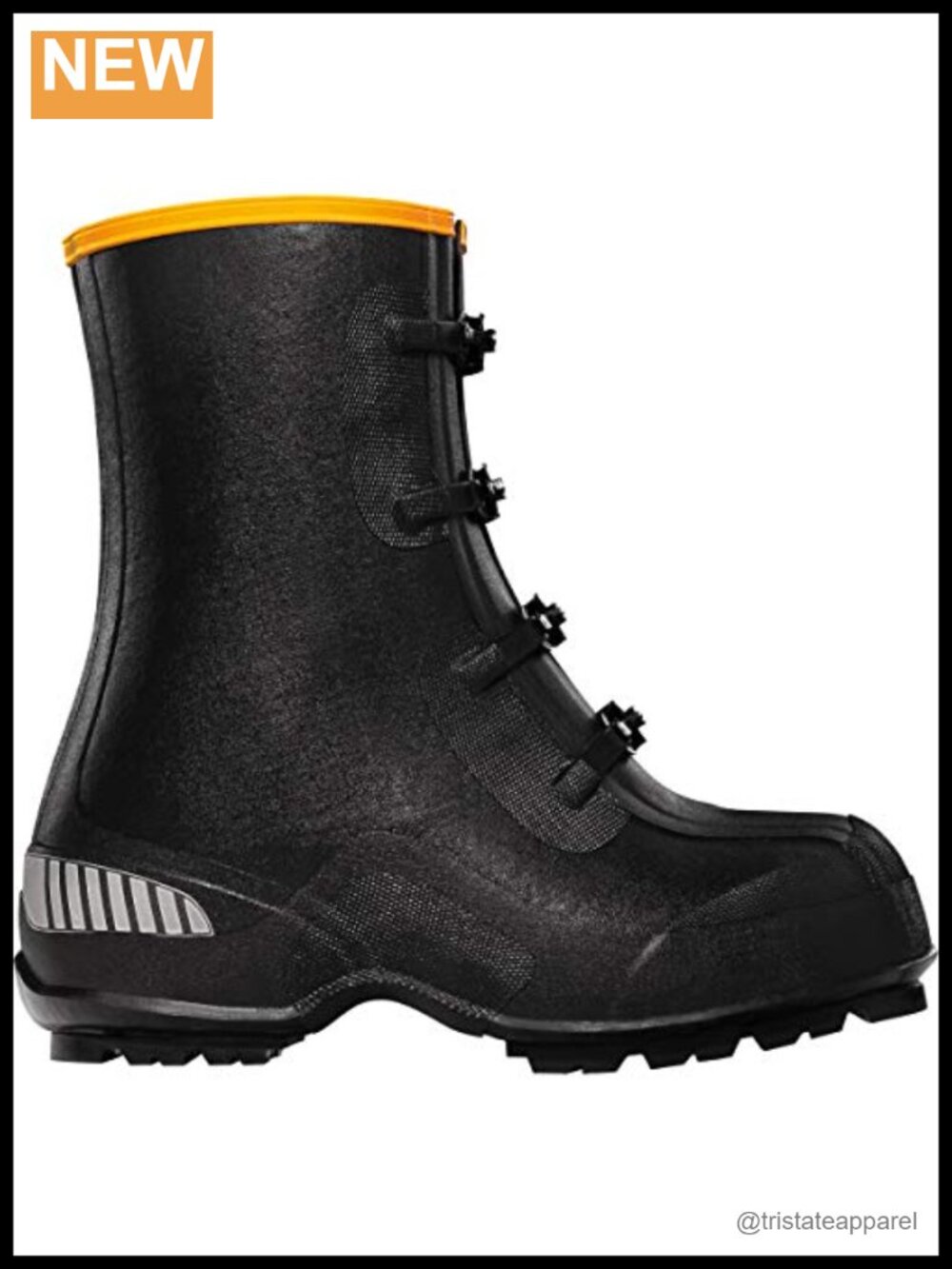 LaCrosse Mens Wrap 12" ATS Overshoe Fleece-Lined Rubber Waterproof Studded Work